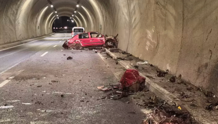 Feci kaza: Otomobil tünel duvarına çarptı…2 yaralı…